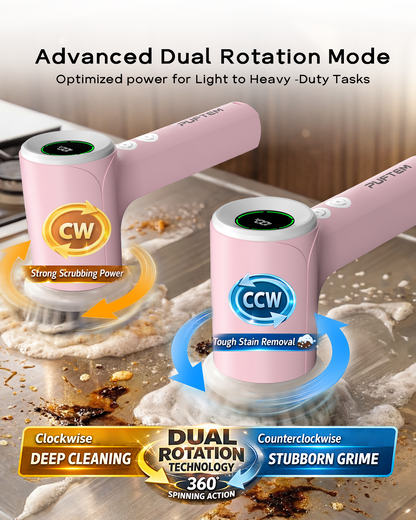Puftem New Upgraded Electric Spin Scrubber – Cordless - 6 Replaceable Heads